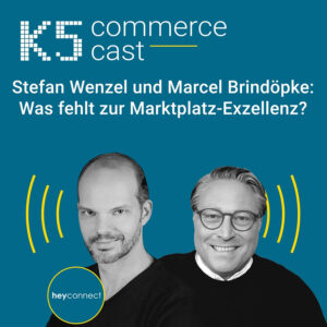 Das Bild zeigt das K5 Commerce Cast Logo, Marcel Brindöpke und Stefan Wenzel