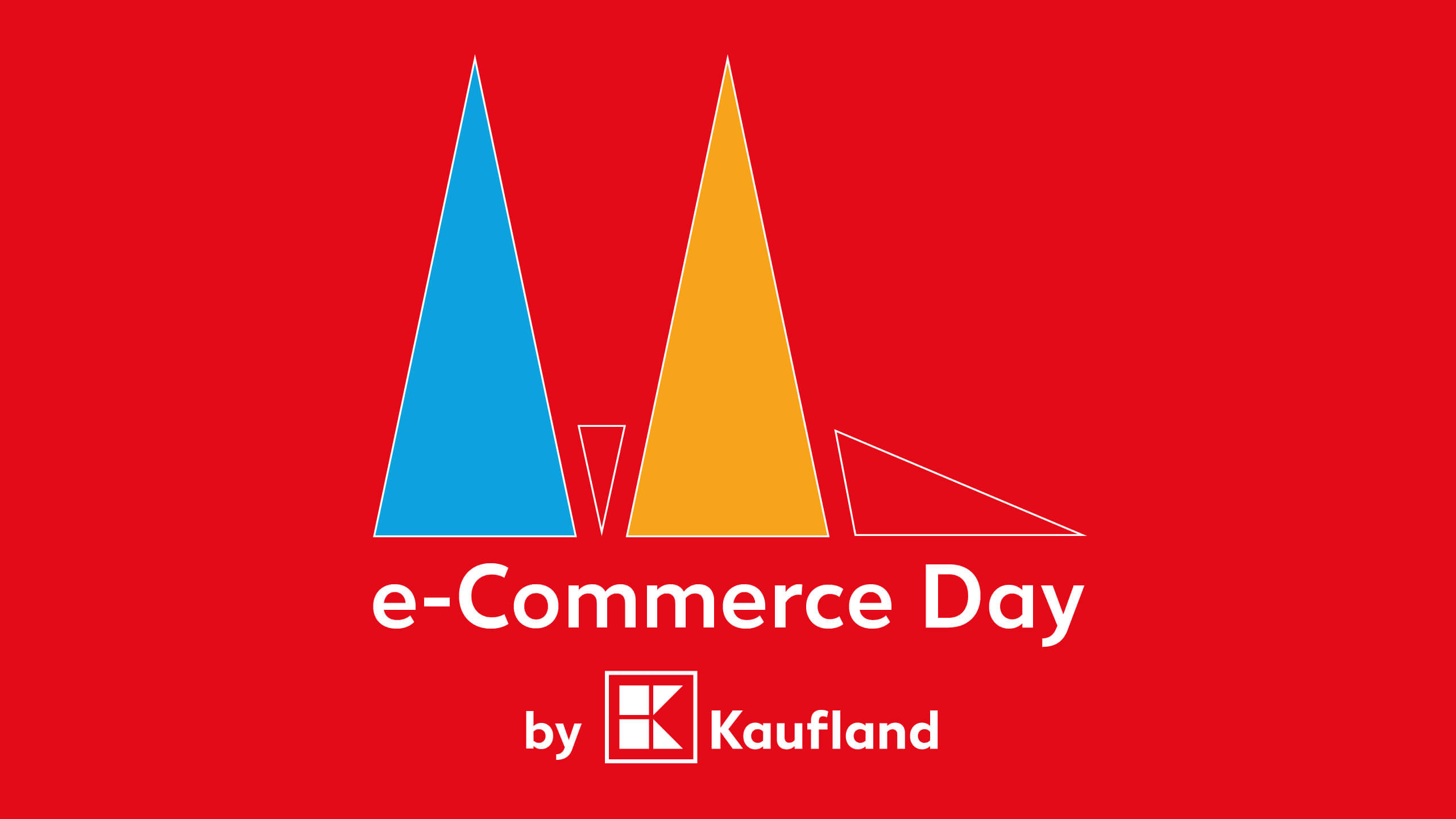 Das Bild zeigt das Logo von Kaufland sowie das des e-Commerce Day auf rotem Hintergrund